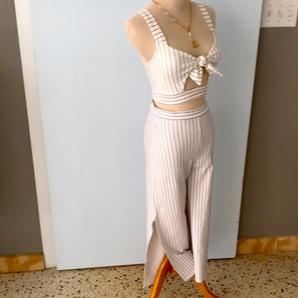Henrigirl Crop top/pants/S/ White Black stripe